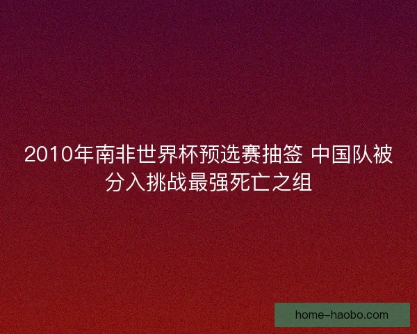 2010年南非世界杯预选赛抽签 中国队被分入挑战最强死亡之组