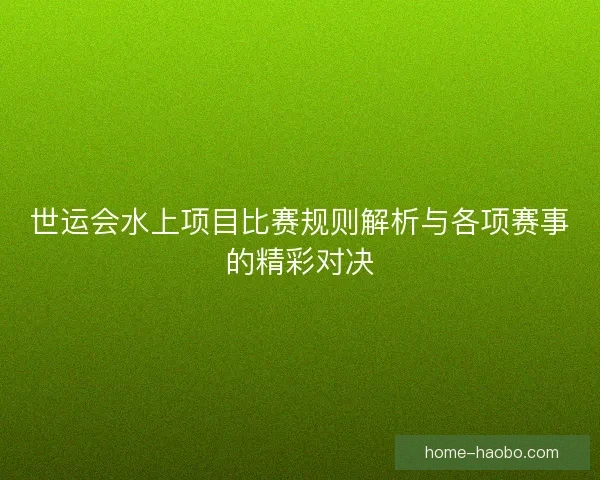 世运会水上项目比赛规则解析与各项赛事的精彩对决